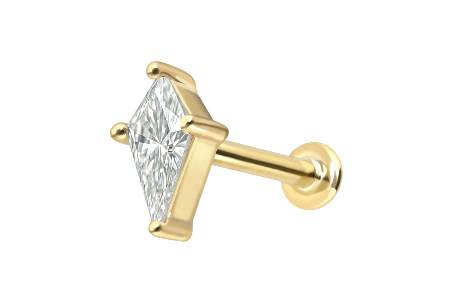 18 Karat Gold Labret Piercing mit Innengewinde DIAMANT-SCHILD